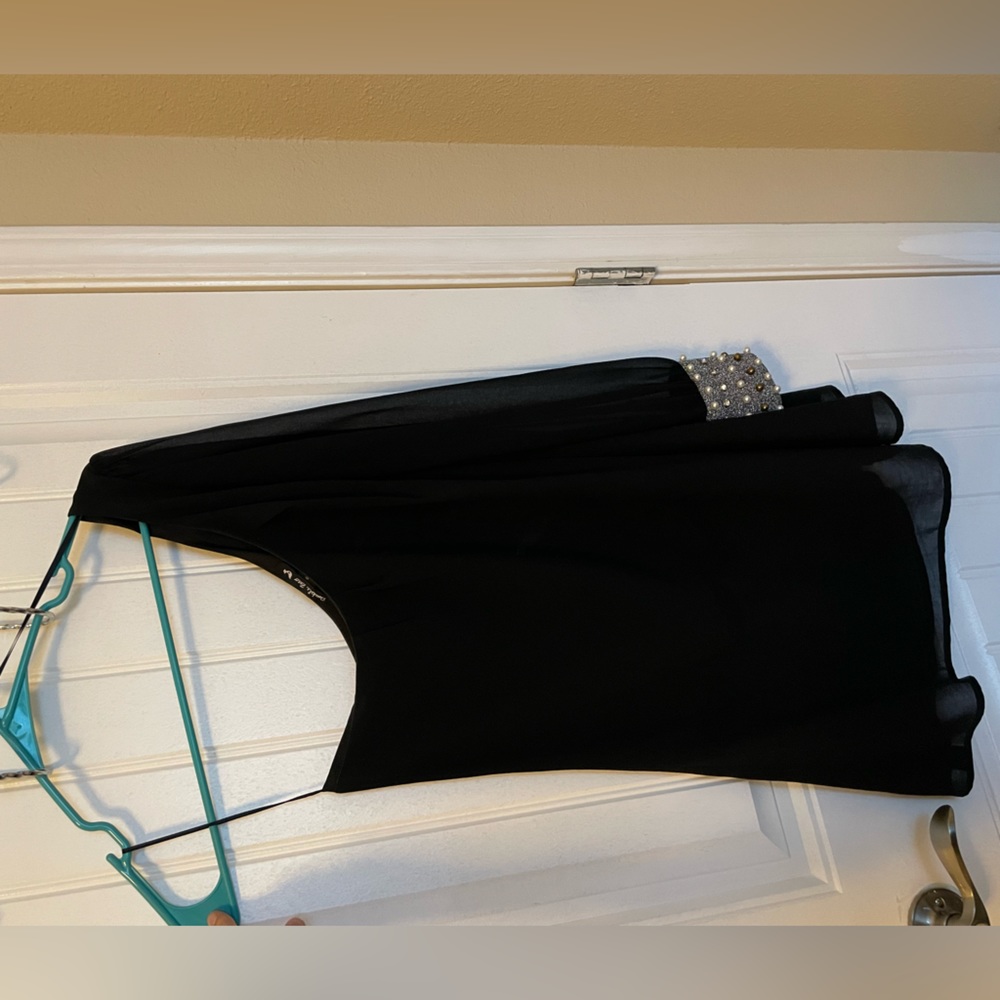 One shoulder, Double Zero boutique dress size S with beading cuff detail.